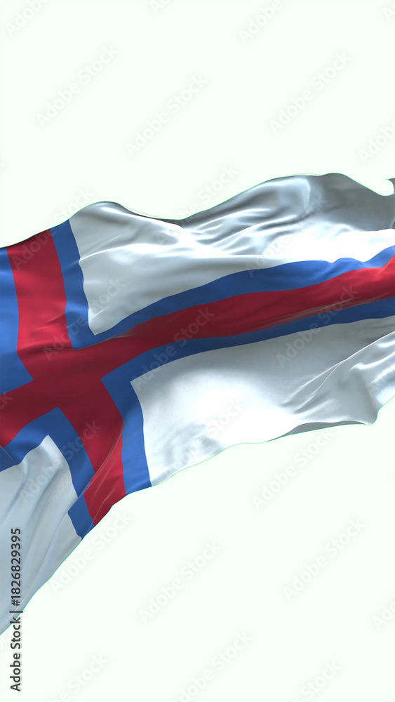 Fototapeta premium Faroe Island flag - 3D realistic waving flag on transparent png. Background with transparency
