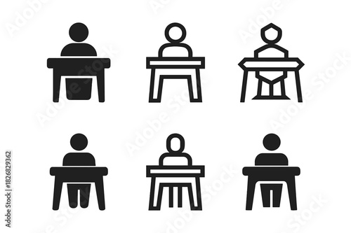 Evolution of Education Icons. The development of education systems throughout history. Icon set. Set Logo of The development of education systems throughout