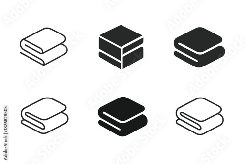 Throw Blanket Icons. Throw blanket fold. Icon set. Set Logo of throw blanket fold: layered fabric folds. harmonious logo variations of the same emblematic
