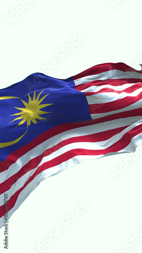 Malaysia flag - 3D realistic waving flag on transparent png. Background with transparency