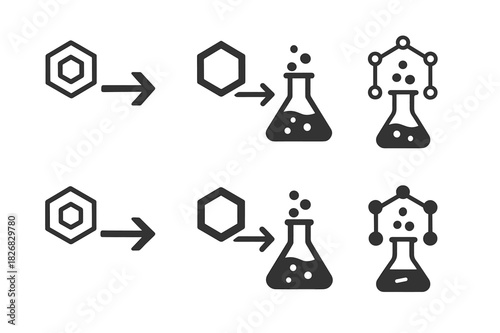 Fermentation Logo Variations. Fermentation process. Icon set. Set Logo of Fermentation process: Sugar to alcohol reaction. harmonious logo variations of the