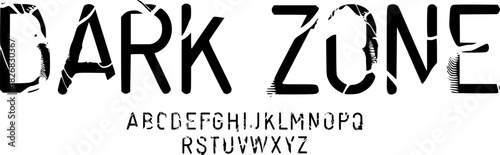 Dark Zone Distorted Font – Glitch Horror Alphabet Typeface for Futuristic Branding, Creepy Posters, and Digital Sci-Fi Typography Design