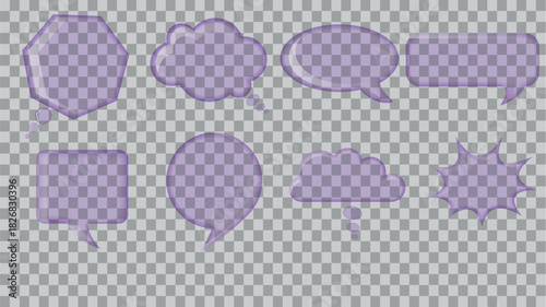 Realistic Glass Speech Bubbles — Transparent 3D Chat Elements for Design & UI, transporent backgound, PNG format