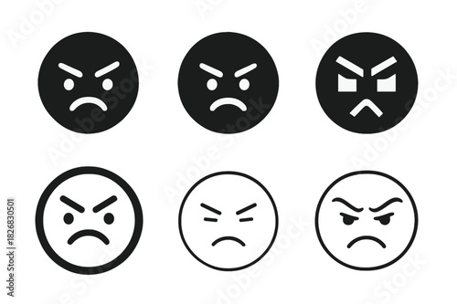 Frustration Icon Variations. Frustration. Icon set. Set Logo of frustration: face with furrowed brow. harmonious logo variations of the same emblematic
