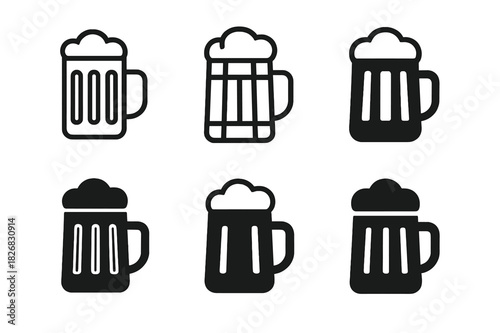 Beer Logo Variations. Beer. Icon set. Set Logo of Beer: Beer Stein. harmonious logo variations of the same emblematic concept, each with different artistic