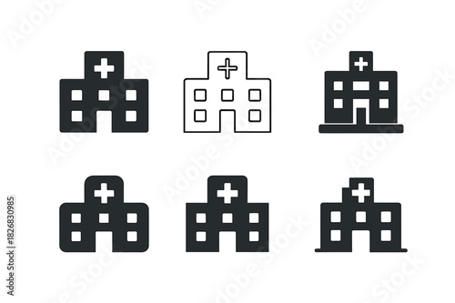 Medical Icons Variety. accessible medical icons set. Icon set. Set Logo of accessible medical icons set: hospital building. harmonious logo variations of the