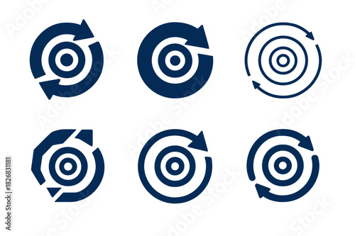 Goal Reflection Icons. Reflecting on Your Goals and Adjusting Your Schedule as Needed. Icon set. Set Logo of Reflecting on Your Goals and Adjusting Your