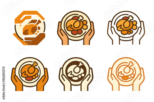 Thanksgiving Meal Icons. Sacred sites visit. Solid icon set of Sacred sites visit: temple, mosque, church, shrine, pilgrim, holy book, candle, incense, prayer