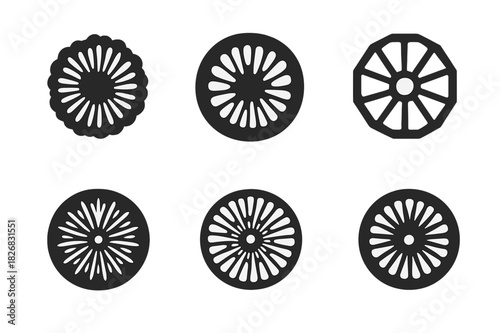 Diverse Fossil Logos. Fossils and geological history of nature. Icon set. Set Logo of fossils and geology: ancient coral fossil. harmonious logo variations of