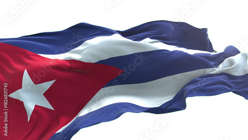 Cuba flag - 3D realistic waving flag on transparent png. Background with transparency
