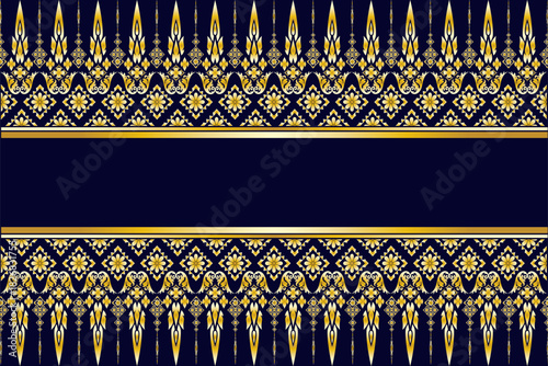 Abstract black background with luxurious gold applied Thai patterns, designed for backdrop or wallpaper.