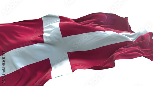 Denmark flag - 3D realistic waving flag on transparent png. Background with transparency