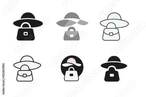 Trendy Fashion Icons. fashion trends. Icon set. Set Logo of fashion trends: trendy accessories icon. harmonious logo variations of the same emblematic concept,