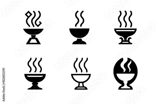 Hygiene Emblem Variations. Cultural approaches to hygiene. Icon set. Set Logo of cultural hygiene: incense for purification. harmonious logo variations of the