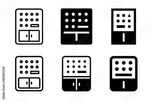 Custom Home Storage Icons. Creating custom-designed home storage solutions. Icon set. Set Logo of creating custom-designed home storage solutions: built-in