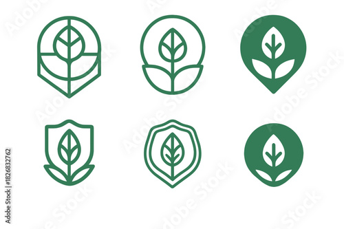 Ethical Branding Icons. Ethical branding. Icon set. Set Logo of ethical branding: eco certification badge. harmonious logo variations of the same emblematic