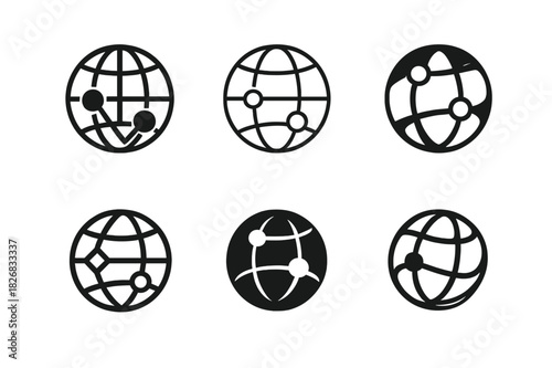 Networking Logo Variations. Networking for success. Icon set. Set Logo of networking: global connection network. harmonious logo variations of the same