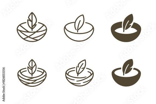 Nest Logo Variations. Nest. Icon set. Set Logo of nest: ant nest mound with tunnel cross-section. harmonious logo variations of the same emblematic concept,