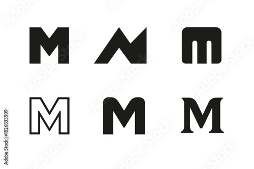 Minimalist Logo Set. Minimalist designs with bold typography. Icon set. Set Logo of minimalist designs with bold typography: Single bold initial letter.