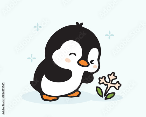 Glacial north pole penguin illustration Hand Draw Art