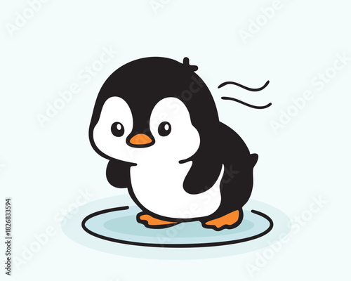 Glacial north pole penguin illustration Hand Draw Art