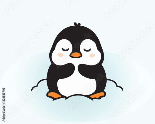 Glacial north pole penguin illustration Hand Draw Art