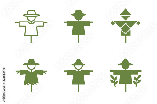 Organic Farming Icons. Organic farming without high-tech interventions. Icon set. Set Logo of organic farming without high-tech interventions: farmer with hoe.