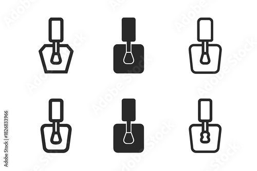 Diverse Beauty Logo Set. beauty and grooming services. Icon set. Set Logo of beauty and grooming services: nail polish and brush. harmonious logo variations of