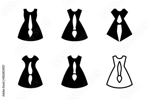 Artistic Clothing Icons. Clothing collaborations between artists and designers. Icon set. Set Logo of clothing collaborations between artists and designers: