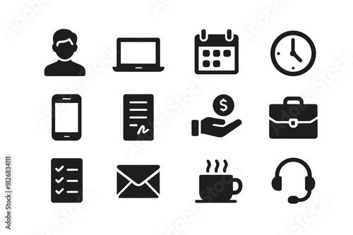 Gig Economy Icons. The gig economy and short-term employment opportunities. Solid icon set of The gig economy and short-term employment