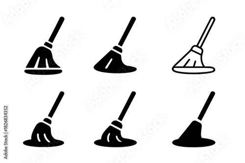 Wet Floor Icons. Mopping. Icon set. Set Logo of wet floor symbol. harmonious logo variations of the same emblematic concept (Symmetrical form, Abstract