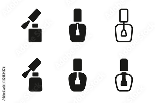 Diverse Beauty Logo Set. beauty and grooming services. Icon set. Set Logo of beauty and grooming services: nail polish and brush. harmonious logo variations of