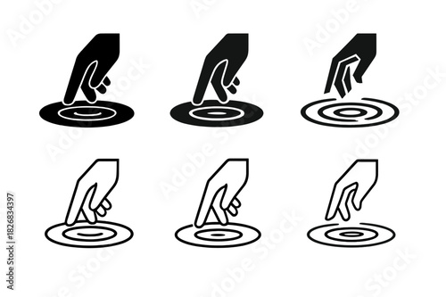 Ripple Logo Variations. Ripple. Icon set. Set Logo of ripple: hand touching water surface. harmonious logo variations of the same emblematic concept, each with