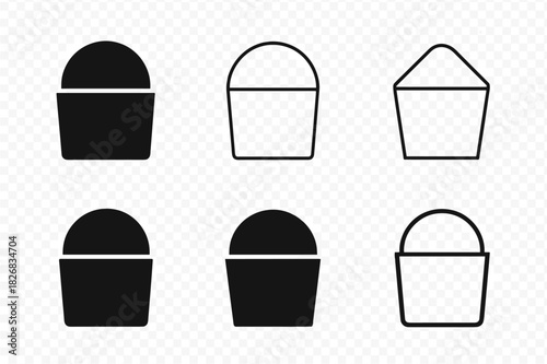 Trash Bin Lid Icons. Trash Bin Lid. Icon set. Set Logo of Trash Bin Lid: Slide Cover. harmonious logo variations of the same emblematic concept (Negative