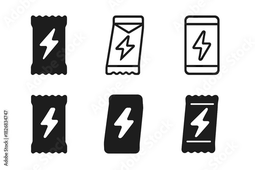 Sports Nutrition Icons. Sports nutrition. Icon set. Set Logo of Sports nutrition: Measuring scoop. harmonious logo variations of the same emblematic concept
