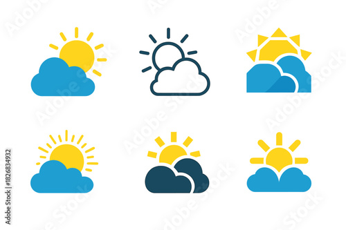 Seasonal Weather Icons. seasonal weather changes in natural environments. Icon set. Set Logo of seasonal weather changes in natural environments: sun and cloud