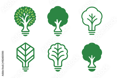 Nature's Creative Logos. Nature?s Beauty as a Source of Creativity. Icon set. Set Logo of Nature?s Beauty as a Source of Creativity: forest tree canopy.