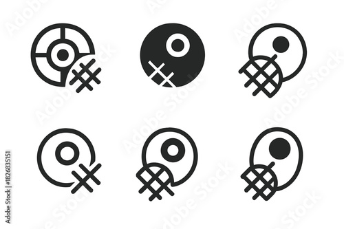 Cellular Regeneration Logos. life extension through cellular regeneration. Icon set. Set Logo of life extension through cellular regeneration: cell repair