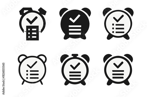 Morning Routine Icons. Morning routine checklist. Icon set. Set Logo of morning routine checklist: checklist clipboard. harmonious logo variations of the same