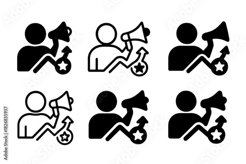 Influencer Trend Logos. The Role of Influencers in Shaping Internet Trends. Icon set. Set Logo of The Role of Influencers in Shaping Internet Trends: Viral