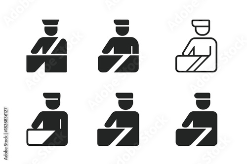 Trade Barrier Icons. Trade barriers. Icon set. Set Logo of Trade barriers: Customs checkpoint. harmonious logo variations of the same emblematic concept