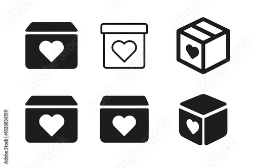 Humanitarian Aid Icons. Humanitarian aid. Solid icon set of humanitarian aid: open hands, heart, globe, people, water drop, medical cross, food bowl, house,