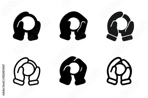 Snowball Fight Logos. Snowball fight. Icon set. Set Logo of snowball fight: team flags planted in a snowy field of play. harmonious logo variations of the same