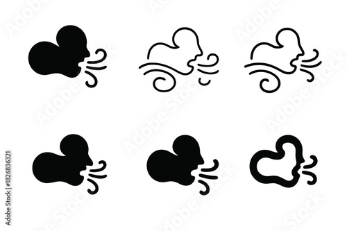 Whispers Emblem Collection. Whispers of torment in the air. Icon set. Set Logo of whispers of torment in the air: wind carrying whispers. harmonious logo