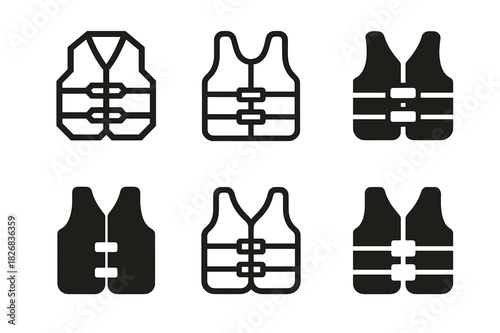 Life Vest Logos. Global Migration & Refugee Issues. Icon set. Set Logo of life vest. harmonious logo variations of the same emblematic concept (Abstract