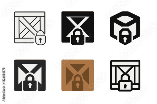 Trade Barrier Icons. Trade barriers. Icon set. Set Logo of Trade barriers: Customs checkpoint. harmonious logo variations of the same emblematic concept