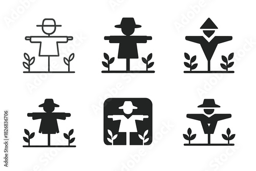 Organic Farming Icons. Organic farming without high-tech interventions. Icon set. Set Logo of organic farming without high-tech interventions: farmer with hoe.