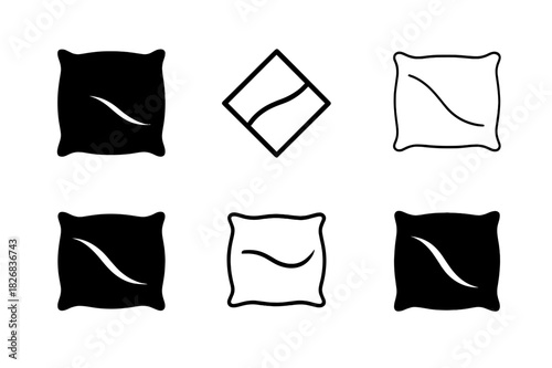 Pillowcase Logo Variations. pillowcase. Icon set. Set Logo of pillowcase: silk pillow texture. harmonious logo variations of the same emblematic concept, each