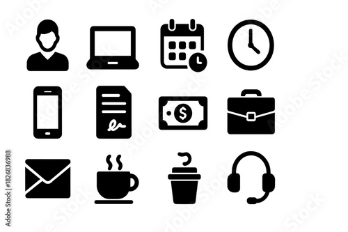 Gig Economy Icons. The gig economy and short-term employment opportunities. Solid icon set of The gig economy and short-term employment