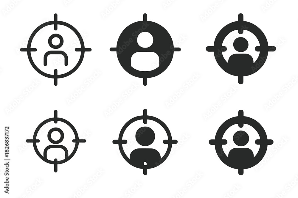 Fototapeta premium Niche Market Logos. Business ideas for niche markets. Icon set. Set Logo of niche business ideas: target market illustration. harmonious logo variations of the